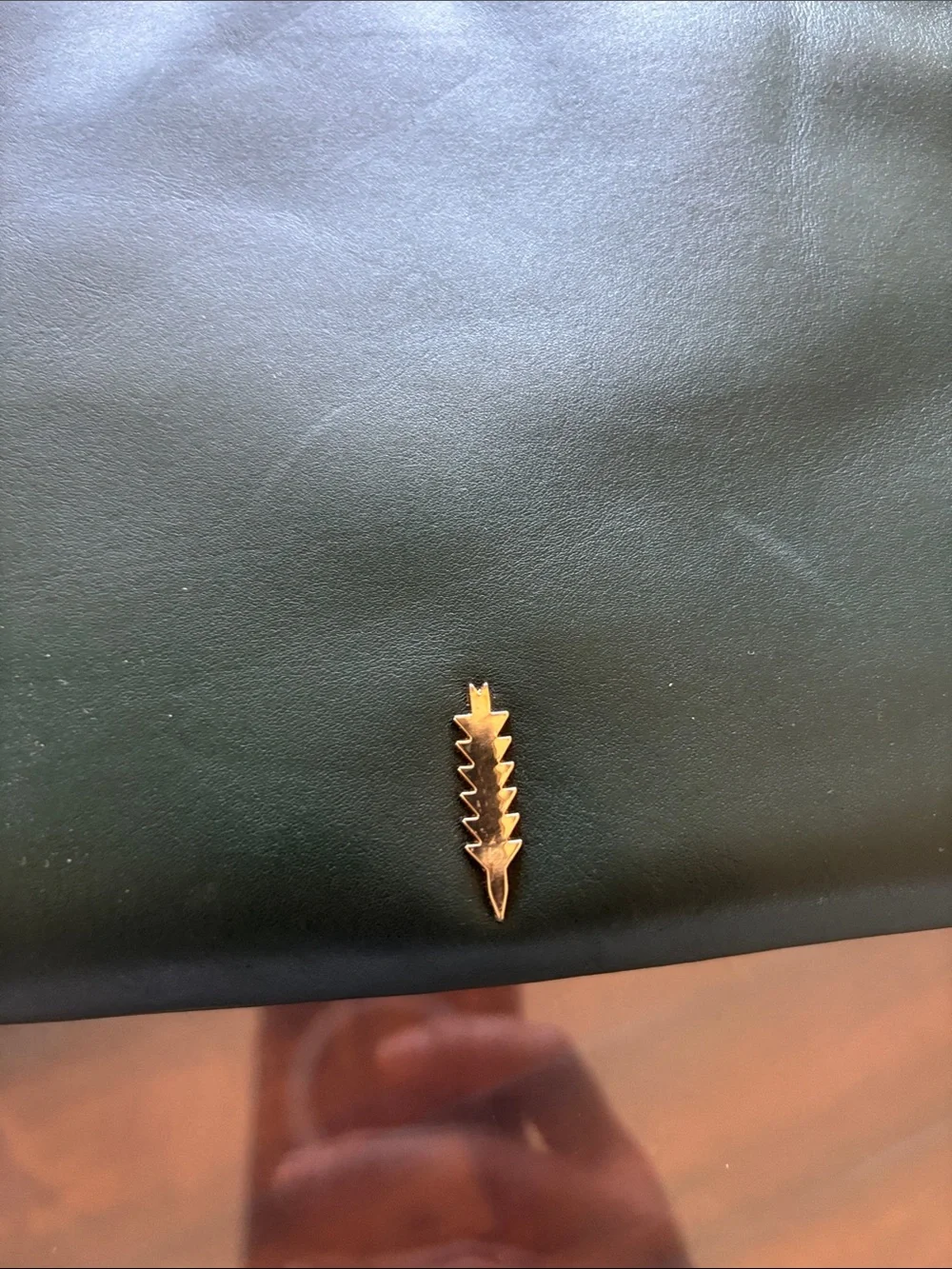 Deep Green Shoulder Bag with Gold Ring Handle